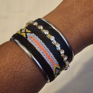 NWOT Torrid Black and Silver Multi-Layer Bracelet Cuff